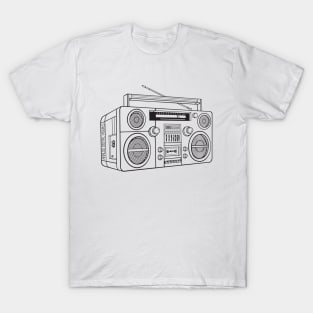 Boombox (Black Lines) Analog / Music T-Shirt